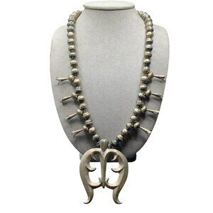 Squash Blossom NAJA Pendant Sterling Silver Native American Silver Pearls Long C